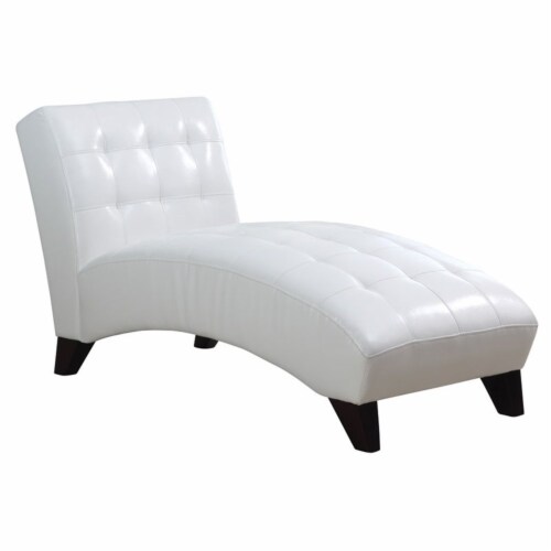 Bowery Hill Faux Leather Chaise Lounge in White 1 Foods Co