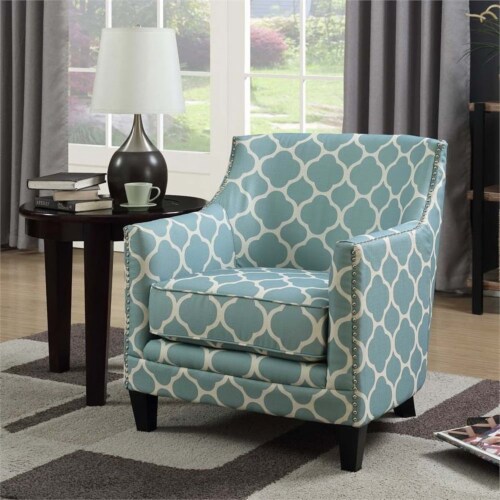 Bowery Hill Fabric Upholstered Clover Print Accent Arm Chair in