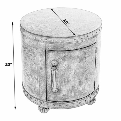 Beaumont Lane Round Traditional Wood Duffel End Table in Brown Perspective: back