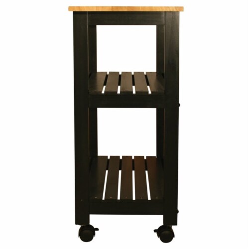 Wood Utility Kitchen Cart in Black - Pemberly Row Perspective: back