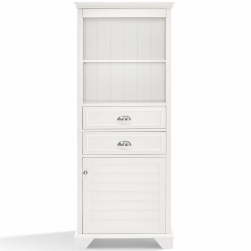 Wood Linen Cabinet in White-Pemberly Row Perspective: back