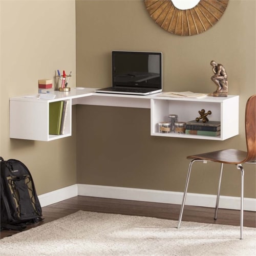 Floating wall mounted discount corner desk