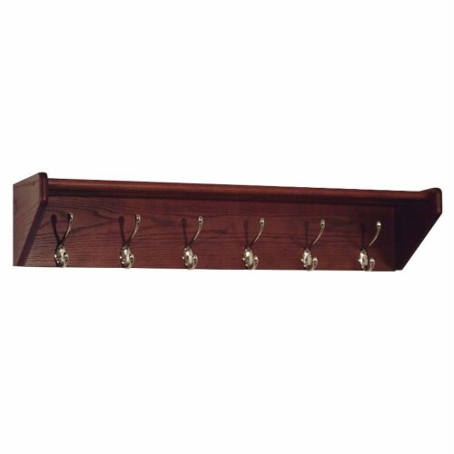 Pemberly Row 6 Hook Wall Mounted Coat Rack Shelf in Mahogany 1 Fry s Food Stores