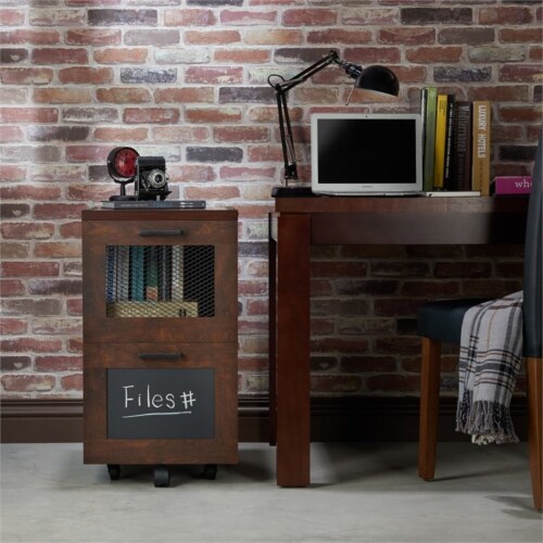 Bowery Hill Industrial Filing Cabinet in Vintage Walnut Perspective: back