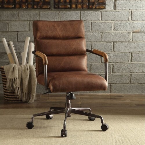 Retro brown deals leather office chair