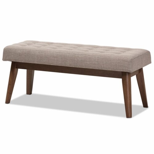 Baxton Studio Elia Button Tufted Bedroom Bench in Light Gray Perspective: back