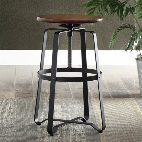 Carolina Classics Jamison Adjustable Bar Stool in Brown and Black Perspective: back