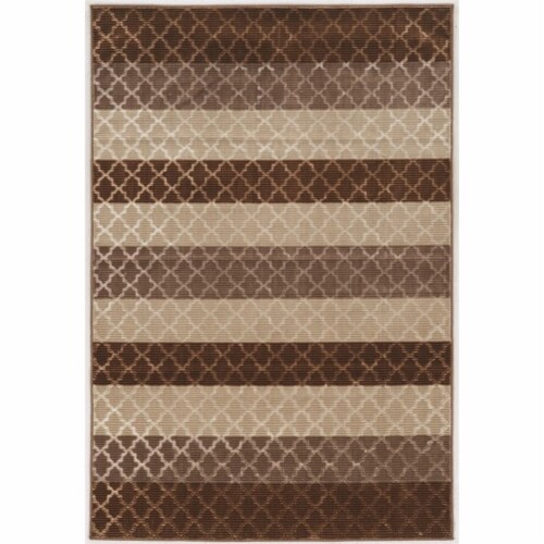 Riverbay Furniture 5' x 7'6  Stripes Rug in Beige and Brown Perspective: back