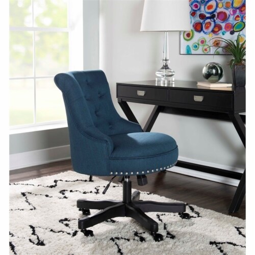 Riverbay Furniture Transitional Fabric Wood Office Chair in Blue Black 1 Smith s Food and Drug