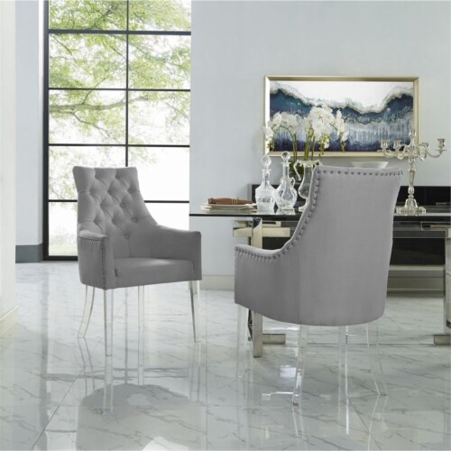 Brika Home Dining Chair in Light Gray (Set of 2) Perspective: back