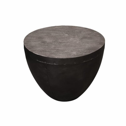 Slade Round End Table - Gray Perspective: back