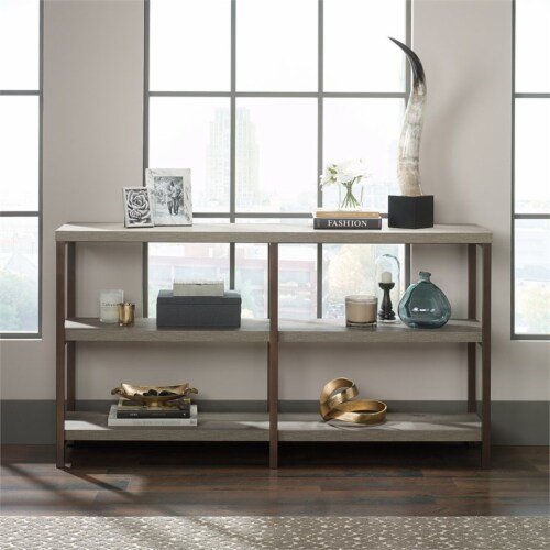 Maddie Home Console Table in Mystic Oak Perspective: back