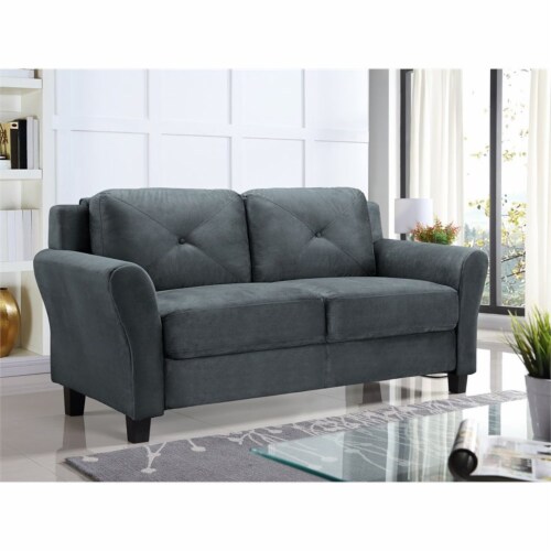 Bowery Hill 18.5 Contemporary Microfiber Loveseat Couch in Dark Gray Perspective: back