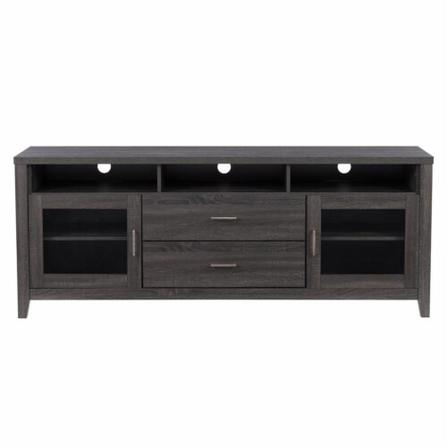 Atlin Designs 80  TV Cabinet with Drawers in Gray Perspective: back