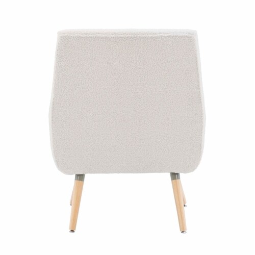 Riverbay Furniture Wood Upholstered Sherpa Accent Chair in Natural Perspective: back