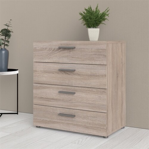 Levan Home Contemporary 4-Drawer Engineered Wood Chest/Bedroom Dresser in Beige Perspective: back