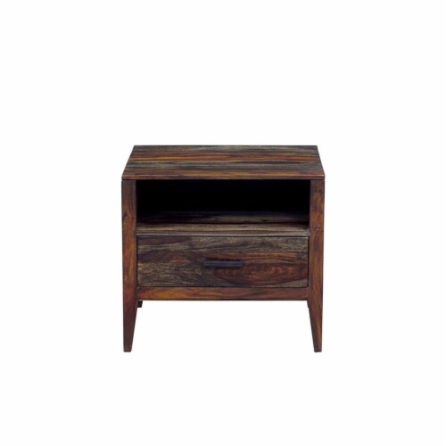 Hawthorne Collections Fall River Solid Sheesham Wood Nightstand - Brown Perspective: back