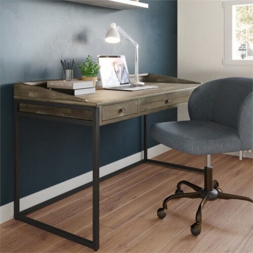 Atlin Designs 60 Solid Wood 2 Drawers Computer Desk in Distressed