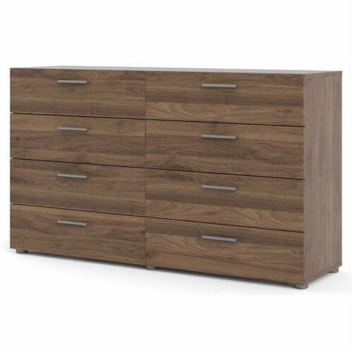 Levan Home Engineered Wood 8 Drawer Double Bedroom Dresser in Walnut Perspective: back