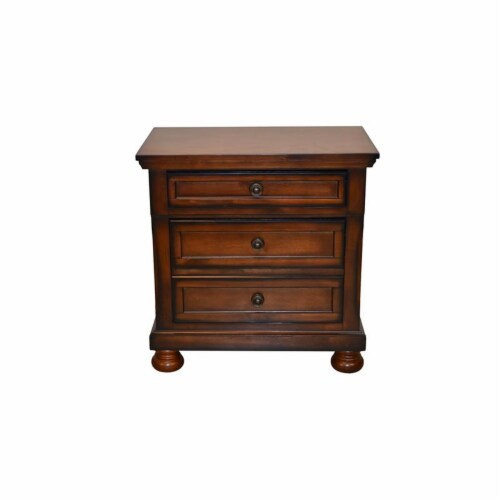 Galaxy Home Baltimore Wood Nightstand with Hidden Jewelry Drawer in Dark Walnut Perspective: back