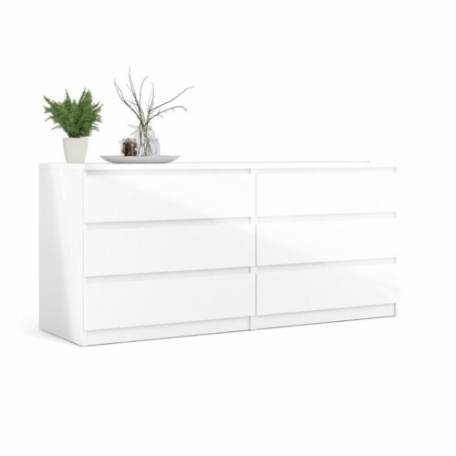 Levan home 6 drawer double on sale bedroom dresser in white high gloss