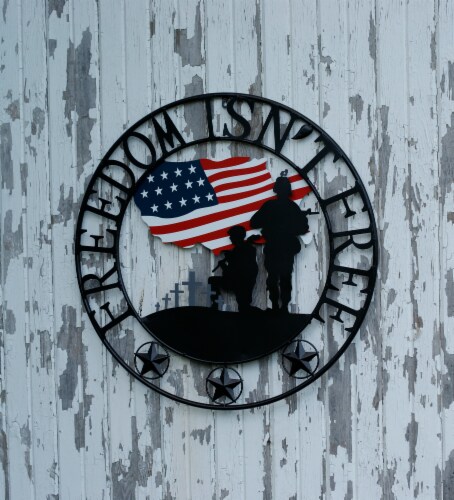 Backyard Expressions Freedom Isn't Free Wall Decor and Ground Stake Perspective: back