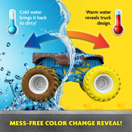 Spin Master Monster Jam Mud Blasters™ Blue Thunder Color Change Toy Truck Perspective: back
