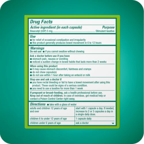 Dulcolax Stimulant Laxative Liquid Gels Constipation Related Symptom Relief With 5mg Bisacodyl Perspective: back