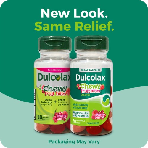 Dulcolax Saline Laxative Chewy Fruit Bites Constipation Relief Cherry Berry Magnesium Hydroxide Perspective: back
