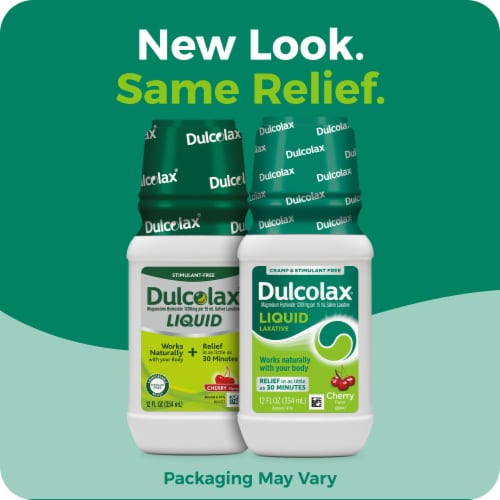Dulcolax Liquid Laxative for Constipation Relief, Cherry, 12 fl. oz. Perspective: back