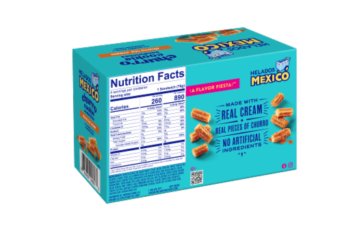 Helados Mexico™ Churro Cookie Ice Cream Sandwiches Perspective: back
