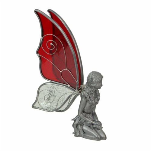 Set of 2 Kneeling Fairies Pewter Figurines Decor Sculptures Mythical Accessories Perspective: back