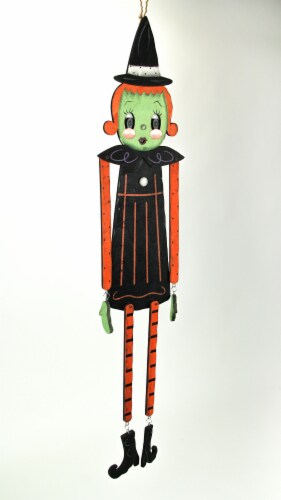 Johanna Parker Pumpkin Peeps Wooden Halloween Witch Wall Hanging Door Decor Art - Witch Perspective: back