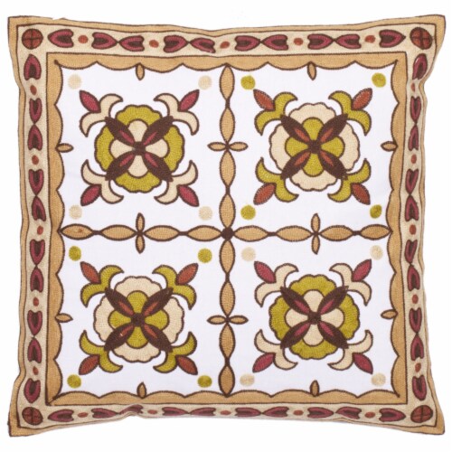 SAFAVIEH Gorgon Tiles Pillow Set of 2 Green / Beige Perspective: back