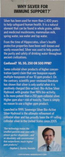 Natural Immunogenics Sovereign Silver® Bio-Active Silver Hydrosol™ Perspective: back