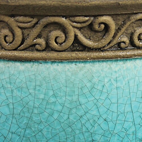 Southern Patio Cadiz 8 Diameter Crackled Ceramic Planter Pot with Saucer, Teal Perspective: back