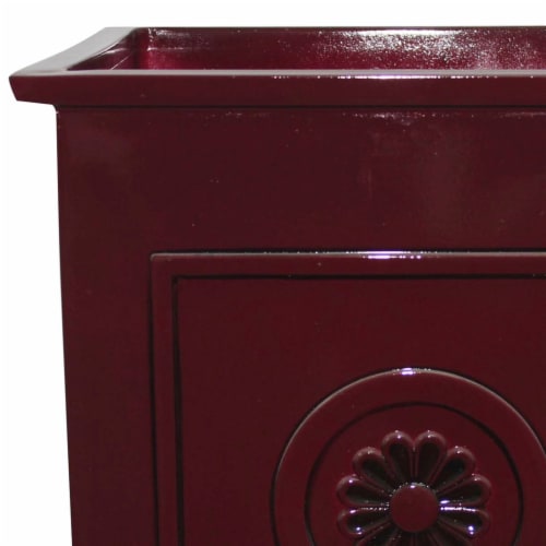 Southern Patio Colony 16 Inch Square Resin Outdoor Planter Urn, Oxblood Red Perspective: back