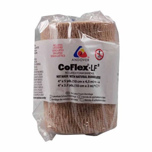 Co-Flex 4in x5Yds Tan Flesh Cohesive Flexible Elastic Latex Bandage Self Adherent Wrap, 3Pack Perspective: back