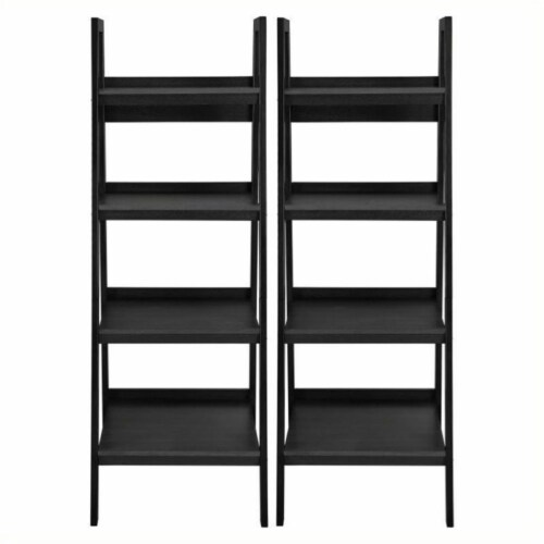 Bowery Hill 4 Shelf Ladder Bookcase in Black (Set of 2) Perspective: back