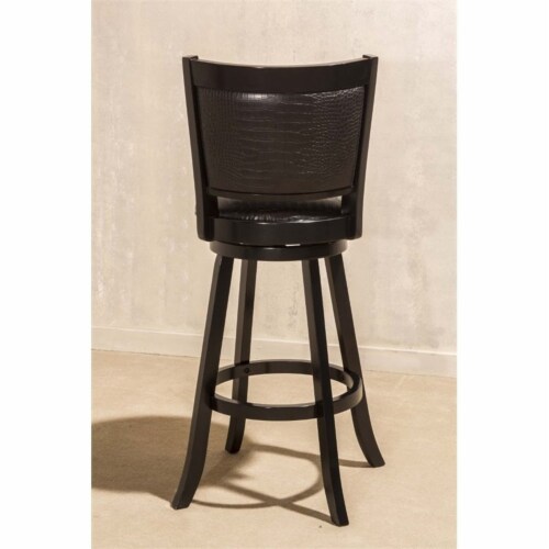Bowery Hill 31 Faux Leather Swivel Bar Stool in Black Perspective: back