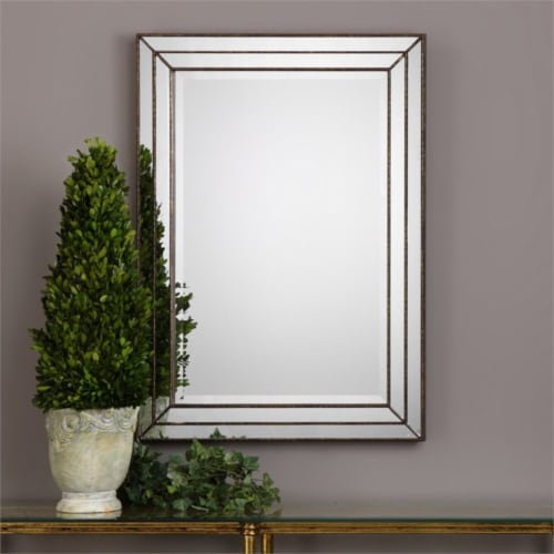 Bowery Hill Grooved Metal Mirror in Metallic Bronze Perspective: back