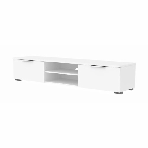 Pemberly Row 67 Modern TV Stand with Storage in Glossy White 1 Fred Meyer