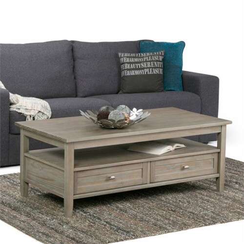 Atlin Designs 2-Drawers Coffee Table in Distressed Gray Perspective: back