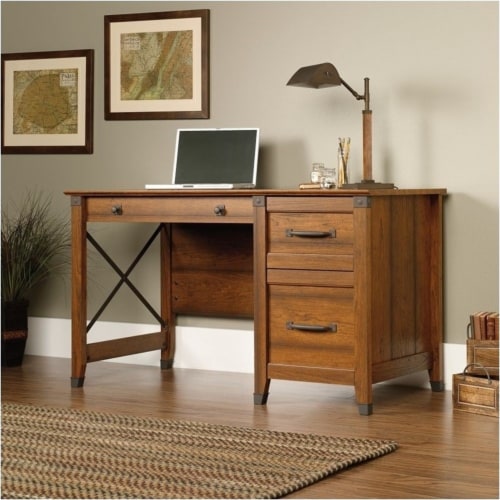 Scranton & Co Rustic Engineered Wood Computer Desk in Washington Cherry Perspective: back