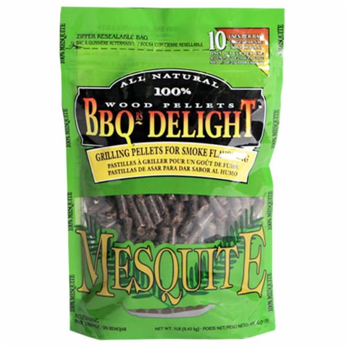 BBQr's Delight 2 Pack Mesquite & Hickory Natural Wood Grilling Pellets 1lb Bags Perspective: back