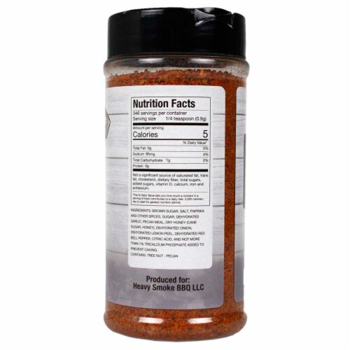 Heavy Smoke White Label BBQ Rub and Seasoning 11 Oz Bottle For Pork Ribs Chicken Perspective: back