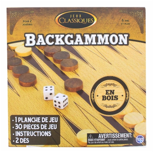 Classic Games Wood Backgammon Set | Board & 30 Game Pieces Perspective: back