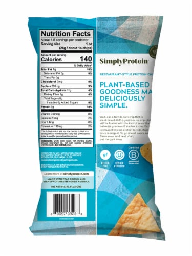 Simply Protein® Sea Salt Restaurant-Style Protein Tortilla Chips Perspective: back
