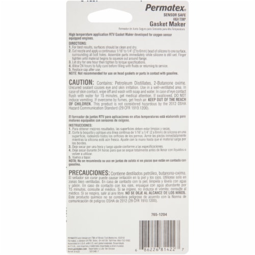 Permatex® Sensor Safe High-Temp Gasket Maker Perspective: back