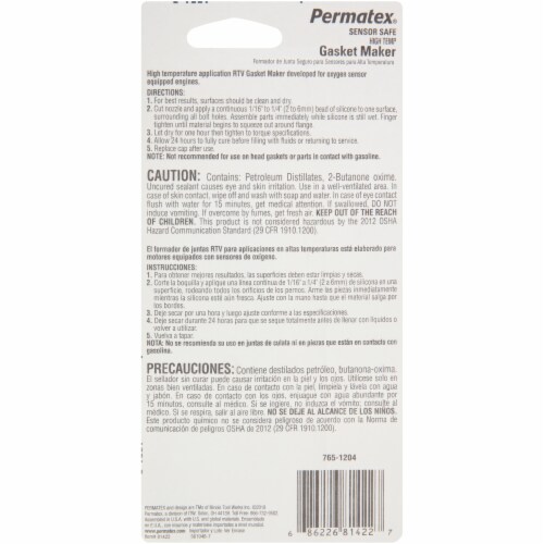 Permatex® Sensor Safe High-Temp Gasket Maker Perspective: back